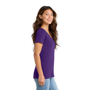 Camiseta Básica con Cuello en V para Mujer, Tela de Algodón Suave, Camiseta para Mujer, Perfecta para Ropa Casual de Verano, Proveedor de Ropa al por Mayor - Product Image 4