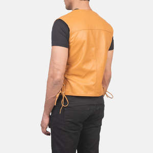 Chaleco de Cuero Genuino Marrón Brandon para Hombre, Chaleco de Trabajo Bordado en Poliéster para Pesca y Trabajo en Verano - Product Image 5