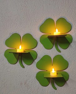 Yellow leaf clover wooden <b>shelf</b> wall mounted storage <b>shelves</b> for home hotels living room kitchen bathroom home decor accessories - Product Image 5
