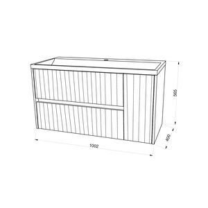Set Elegante di Mobili da Bagno KORICINI, Mobile Sospeso in Ceramica Bianca Opaca da 100cm, Due Pezzi - Product Image 4