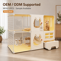Villa modulaire de luxe OEM pour chat, cage en plastique avec bac à litière intégré, maison pour chat d'intérieur multi-niveaux respirante pour plusieurs chats