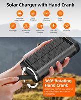 Banco de Energía Solar 2025 con Manivela, 30000mAh, Carga Inalámbrica Magnética, Carga Súper Rápida de 18W 20W, 3 Cables Integrados