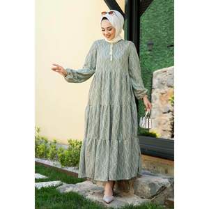 Robe Hijab à Motifs Floraux Vert Amande - Product Image 1