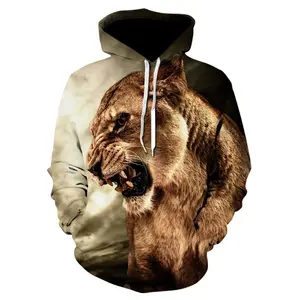 2021 yeni moda erkek hoodies aslan 3D baskılı Hoodie kazak Harajuku Streetwear Unisex rahat ceket eşofman erkek giyim