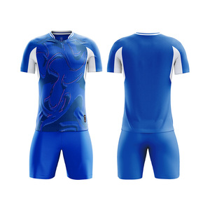 Conjunto de uniforme de fútbol unisex personalizado 100% poliéster con cuello en V transpirable secado rápido Transferencia de Calor impreso camiseta ligera sin costuras - Product Image 3