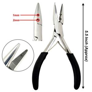 Pince à extensions capillaires professionnelle en acier inoxydable de 5,5 pouces, outil de sertissage à 2 trous pour micro-anneaux et nano-perles - Product Image 1
