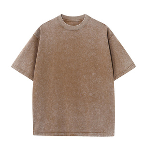 230GSM a 400GSM logotipo personalizado 100% algodón manga corta Vintage lavado de talla grande camisetas impresas de gran tamaño para hombres 2025 - Product Image 5