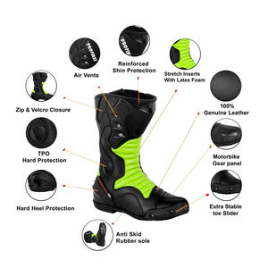 Bottes de moto confortables, sur mesure, imperméables, coupe-vent, respirantes, imprimées, grandes tailles, en cuir véritable, best-seller - Product Image 6
