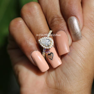 Nuevo anillo de solitario de diseñador adornado con pera cultivada en laboratorio y Diamante redondo de corte brillante en plata de ley 925 para mujer - Product Image 2