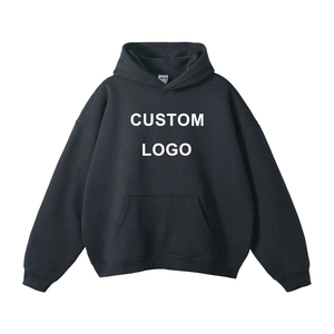 เสื้อฮู้ดโอเวอร์ไซส์ผู้ชาย สีแดงล้วน ผ้าฝ้ายฟลีซ สไตล์ลำลอง มีกระเป๋า ดีไซน์สำหรับฤดูใบไม้ร่วง ทรงปกติ แบบถัก - Product Image 2