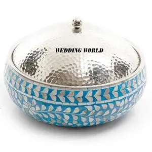 Marmite de luxe en nacre de belle qualité Casserole de créateur faite à la main Meilleure vente Chauffe-plat décoratif en métal - Product Image 1