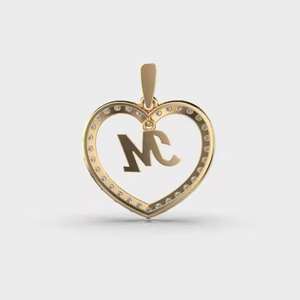 Colgante de plata en forma de corazón M personalizado con moissanita amor alfabeto diseño joyería fina al por mayor sin cadena - Product Image 4