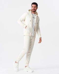 Custom 380GSM Cotton Poly Tracksuit Men Oversized <b>Hoodie</b> Joggers Set Chenille Embroidery Logo <b>Black</b> and Yellow Color - Product Image 3