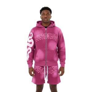 Nuevo Conjunto de Sudadera con Capucha y Pantalones Cortos, Ligero, Transpirable, de Corte Cuadrado, Liso, 100% Algodón Felpa, Hombros Caídos, para Invierno - Product Image 3