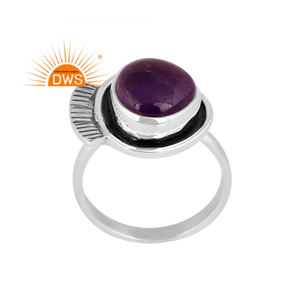 Meilleure qualité bague empilable en argent sterling oxydé améthyste naturelle avec pierres précieuses fabricant de bijoux personnalisés - Product Image 1
