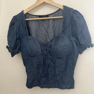 เสื้อครอปเกาะอกผ้ายีนส์สีชมพูสำหรับผู้หญิงไซส์ L - Product Image 1