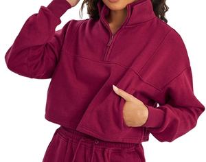 Sudadera con capucha de gran tamaño recortada con dobladillo crudo con impresión personalizada sudadera de mujer con Top corto cuadrado de lana pesada sudadera de mujer - Product Image 1