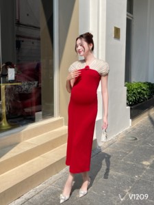 Vestido de Maternidad de Verano de Alta Calidad con Mangas Cortas, Tela Antiencogimiento y Absorbente de Sudor, Suave y Cómodo, ODM V1209 Vietnam - Product Image 5