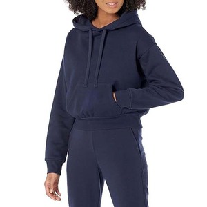 Sweat-shirt à capuche doublé bleu marine respirant grande taille pour femme avec Streetwear coupe ample pour la saison du printemps - Product Image 1