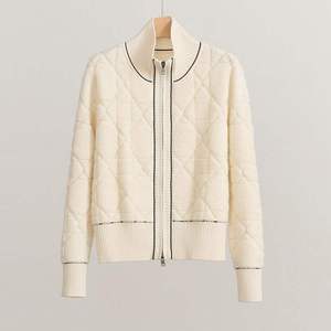 เสื้อแจ็คเก็ตไหมพรมถักลายเคเบิ้ล คอสูง ซิปหน้า สำหรับผู้หญิง ผลิตภัณฑ์ใหม่ ทำจากขนแกะ ซิปแบบลิงเก้ - Product Image 6