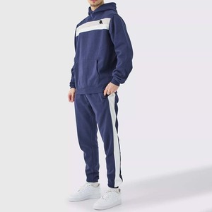 Custom Color Block Retailer Heavyweight Winter <b>Eco</b> Friendly Breathable Pullover Sweatsuit Set for Men Streetwear - Product Image 1