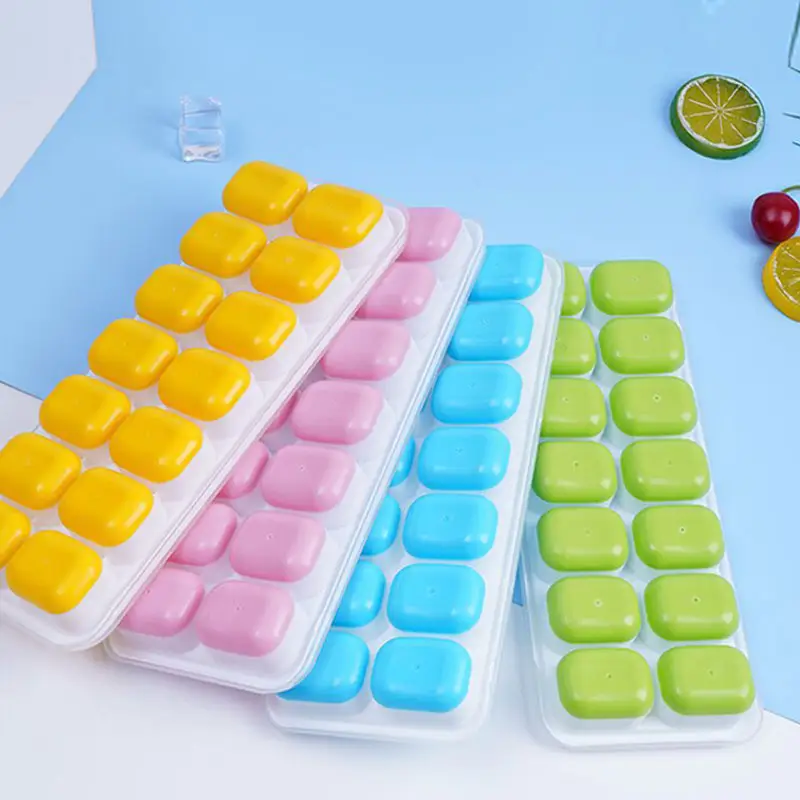 Latest Personalised New Rectangle PP BPA Free Easy Release Silicone Portable Wholesale Reusable Ice Cube Tray