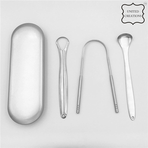 Limpiador de lengua de acero inoxidable 100% de grado médico, raspador reutilizable antideslizante, dispositivo de cuidado de higiene bucal, reducción efectiva de cobre - Product Image 6