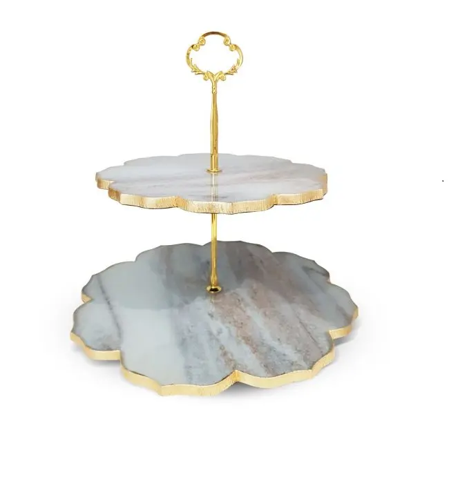 शीर्ष ट्रेंडिंग फूल के आकार का प्रीमियम कप केक स्टैंड, पीतल के साथ, सोना चढ़ाया हुआ डेज़र्ट केक स्टैंड, शादियों के लिए रेज़िन एपॉक्सी सजावट