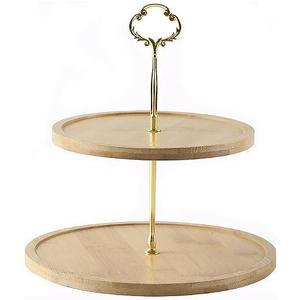 Original pulido de madera de acacia 2 pisos Buffet Catering postre servidor plato respetuoso con el medio ambiente soporte de madera para pasteles más vendidos - Product Image 3