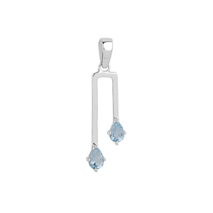 Colgante Hecho a Mano con Gemas Shah de Plata de Ley 925, Topacio Azul Cielo Natural con Corte Esmeralda, Chapado en Rodio para Mujer - Product Image 1