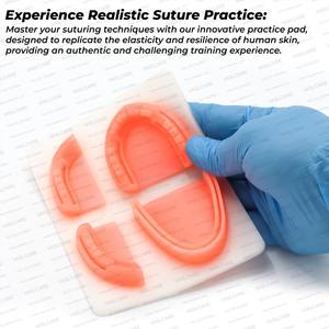 แผ่นเย็บประสานสำหรับการเย็บทางการแพทย์แผ่นฝึกฝนการเย็บซิลิโคนแผ่นเย็บ3ชั้นสำหรับนักเรียนทางการแพทย์โดย vaslcare - Product Image 6