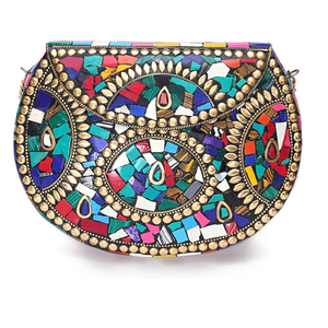 Resin Clutch Bags Design Mother of Pearl Clutch Bag for Bridesmaids Trendy Wooden Clutch Bags With Resin and Geometric Shapes - Product Image 5