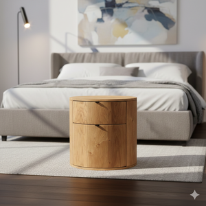 Table de chevet NAM HAI de luxe moderne en bois massif, finition miroir, trois tiroirs, durable, meubles de chambre à coucher vietnamiens pour usage domestique - Product Image 6