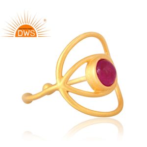 Venta caliente 925 Plata de Ley Natural 18K Chapado en oro Aventurina Cuarzo rojo Anillo de piedras preciosas Fabricante de joyería personalizada - Product Image 4