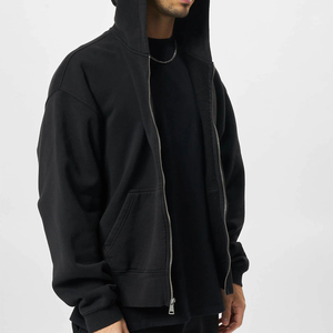 Sweat-shirts pour hommes à lavage acide, best-sellers de l'hiver, teinture unie, respirant, fermeture éclair, logo personnalisé OEM, haute qualité - Product Image 6