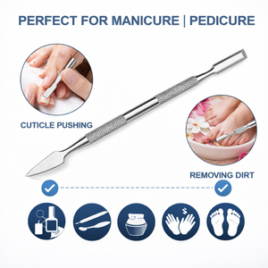 Pousse-cuticules en acier inoxydable pour manucure et pédicure |   Outil double extrémité pour enlever les cuticules des ongles |   Poignée antidérapante antirouille - Product Image 5