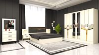 Juego de Dormitorio Moderno con Estructura de Cama, Literas, Tamaño Queen/King, Tablero de Aglomerado Más Vendido, 4 Cajones de Almacenamiento, Muebles para el Hogar