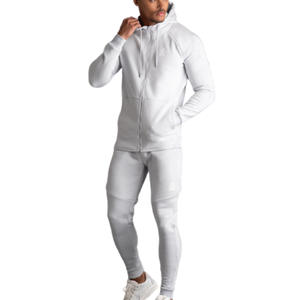 Venta al por mayor hombres gimnasio algodón sudadera logotipo personalizado Delgado ajustado cremallera completa chándal XL estilo deportivo para el invierno 2 piezas - Product Image 1