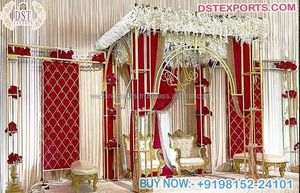 Mandap métallique pour événements de mariage, nouveau design, décoration de mariage, mandap carré en métal, ensemble de mandap de mariage unique éclairé par des bougies, États-Unis - Product Image 3
