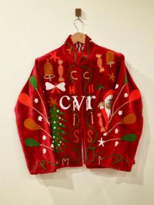 Red Velvet Embroidered <b>Christmas</b> <b>Jacket</b> Mandarin Collar Full Sleeve Hand Embroidery Plus Size Women's Winter Outerwear - Product Image 1