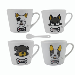 Set di Tazze in Ceramica Moderne con Disegni di Cani, Capacità 360ml, Cartoni Animati alla Moda e Cucchiaio, Regalo per la Festa del Papà o Halloween - Product Image 1