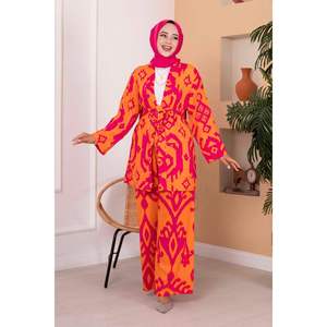 Cagla Ensemble 2 Pièces pour Femme Hijab en Viscose à Motifs Orange - Product Image 4
