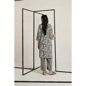 Ensemble chemise et pantalon en viscose twill imprimé style bohème IPST-44283, manches trois quarts pour le printemps/été - Product Image 2