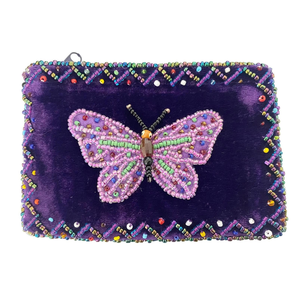 Trendy Butterfly Coin Pouch With Beaded Embroidery For Gifting <b>Party</b> Use Seed Beads Embroidery Coin Pouch <b>Bag</b> Style - Product Image 1