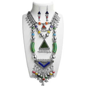 Jeweljunk Vintage Style Rhodium Plated <b>Necklace</b> <b>Set</b> 1110871-Gift for Ladies Navratri Special <b>Bridal</b> Stainless Steel Copper - Product Image 1