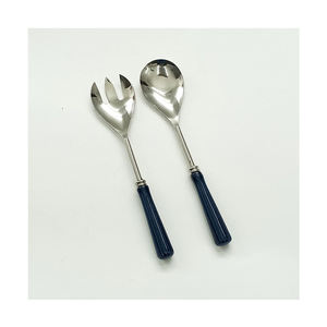 Ensemble de service à salade en acier inoxydable à manche en résine bleu foncé largement exporté meilleure qualité ensemble de couverts à cuillère de service à salade - Product Image 1