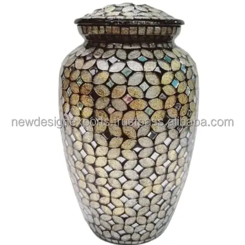 Mosaic Glass Cremation Urn Human Ashes Adult Size Burial Urn Hand Applied Individual Tiles Create a one of a Kind Work of Art