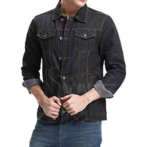 Men's Slim Fit Denim <b>Jacket</b> <b>Black</b> Washed Cotton Casual Turn-down Collar Regular Sleeve Autumn Style - Product Image 3