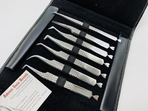 Pince à cils professionnelle finition miroir argenté pince à épiler d'extension de cils en acier inoxydable japonais durable - Product Image 3