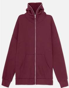 Sudaderas con capucha de 100% algodón con cremallera de cara completa bordada unisex y logotipo personalizado - Product Image 1